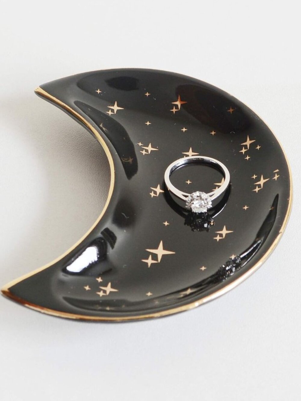 Small Moon Jewelry Dish Tray, Black